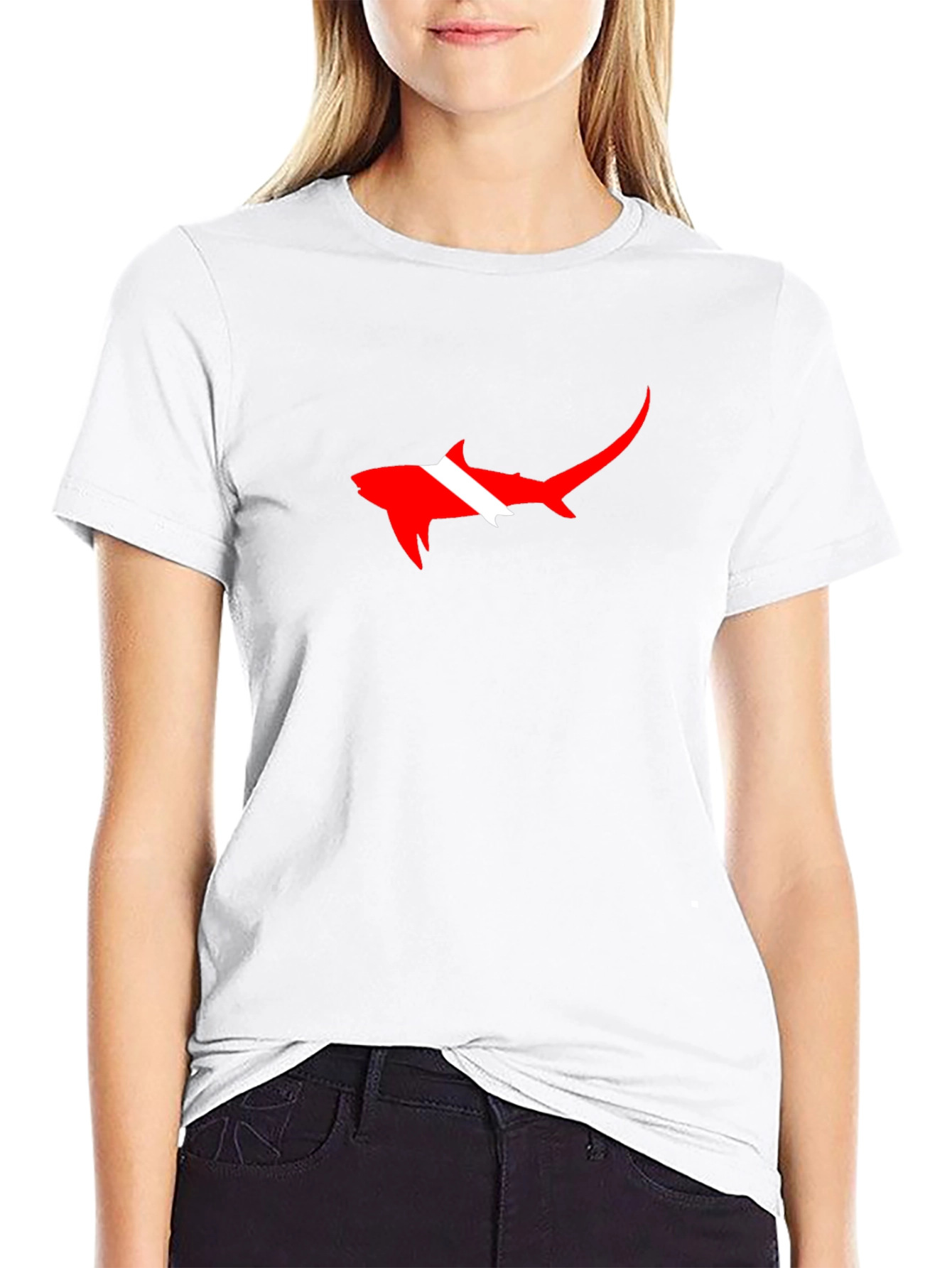 Diver Shark Graphic Tee - Black