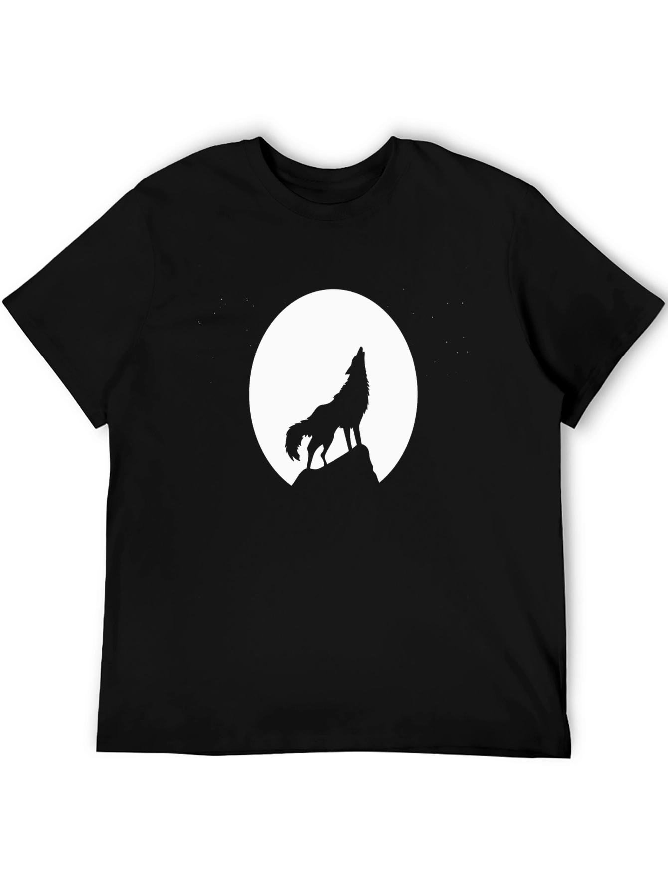Wolf Howling at Moon Black T-Shirt
