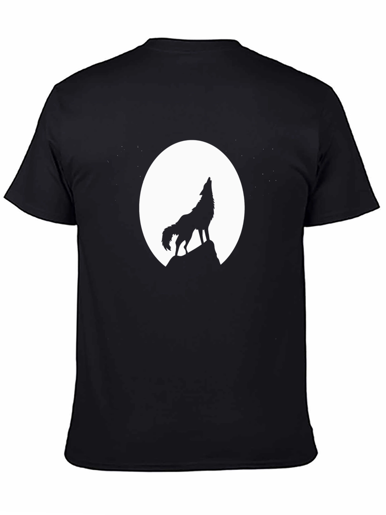 Wolf Howling at Moon Black T-Shirt