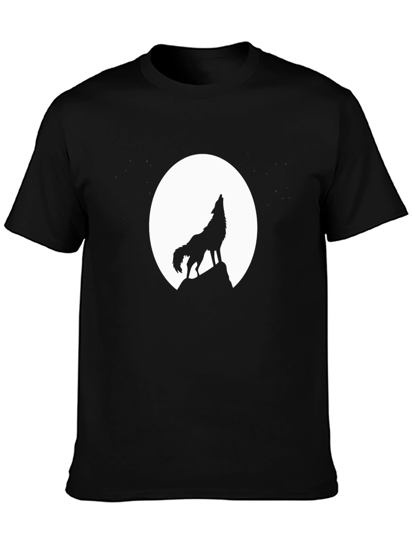 Wolf Howling at Moon Black T-Shirt