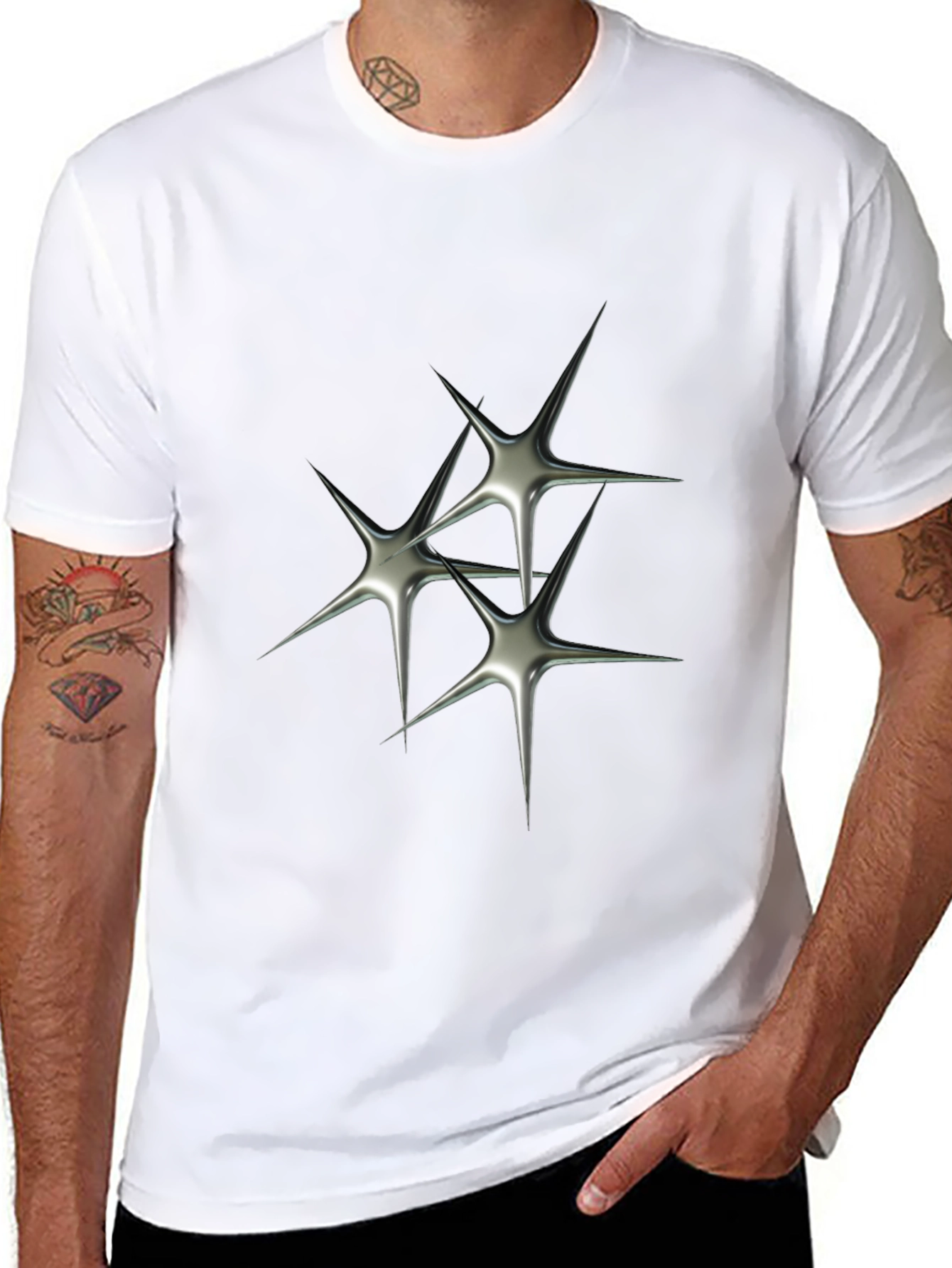 Edgy Graphic Tee - 3D Starburst Design