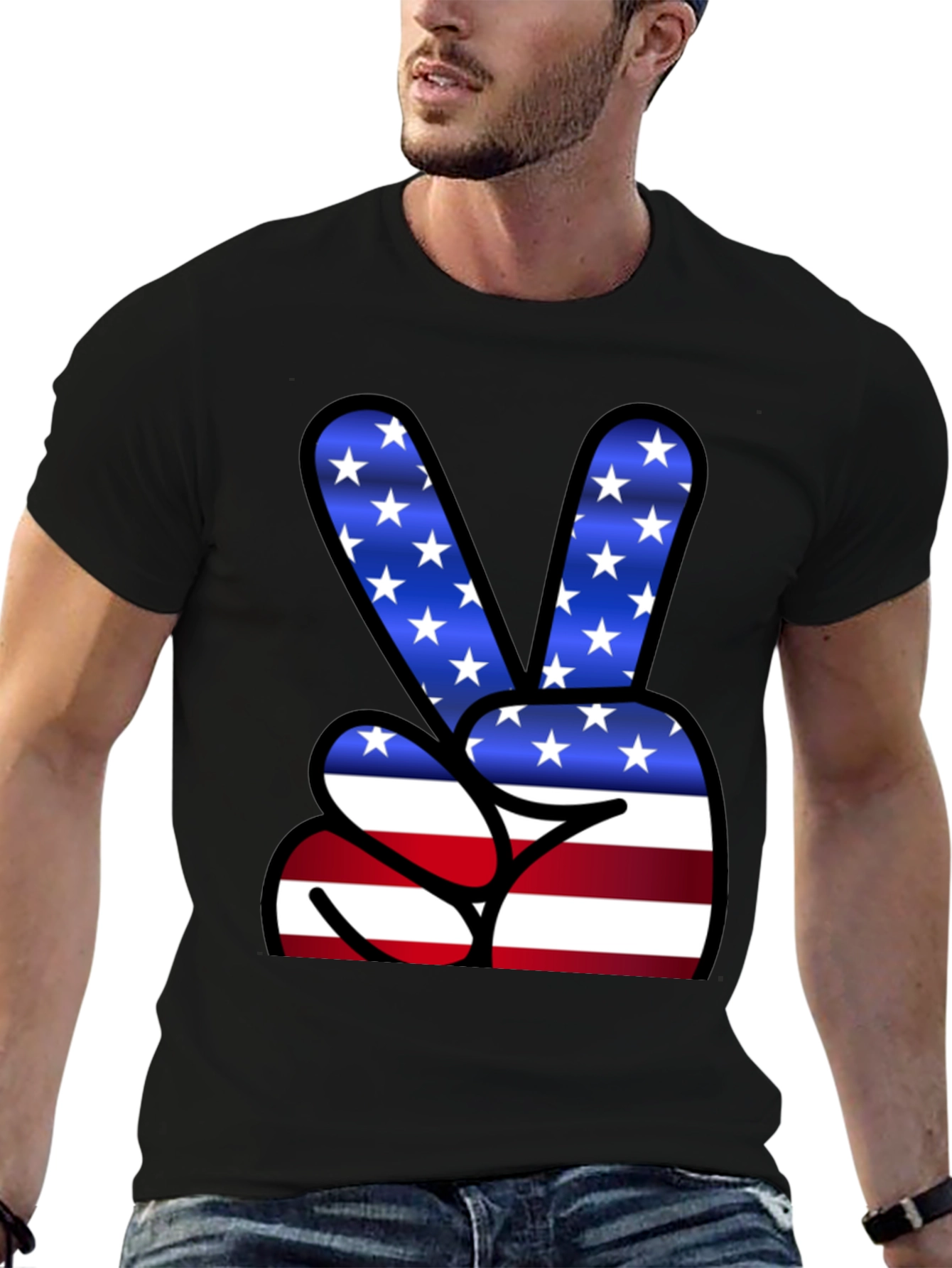 Patriotic Peace Sign T-Shirt - USA Flag Graphic Tee