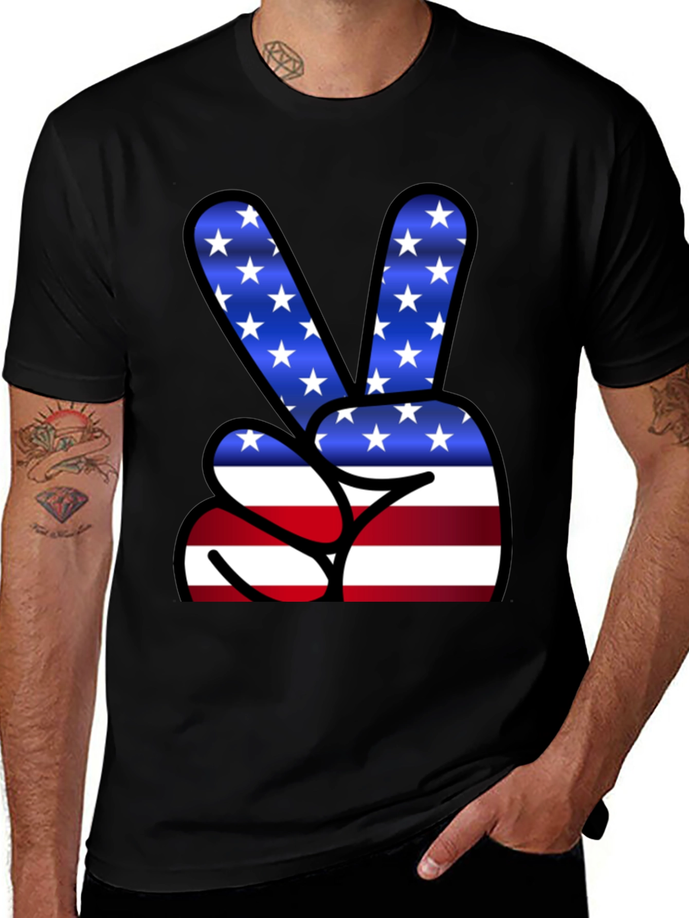 Patriotic Peace Sign T-Shirt - USA Flag Graphic Tee