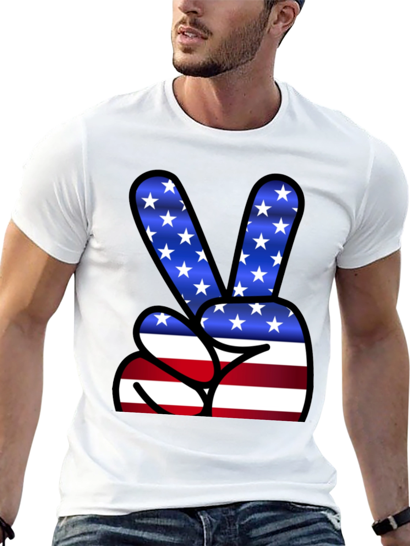 Patriotic Peace Sign T-Shirt - USA Flag Graphic Tee