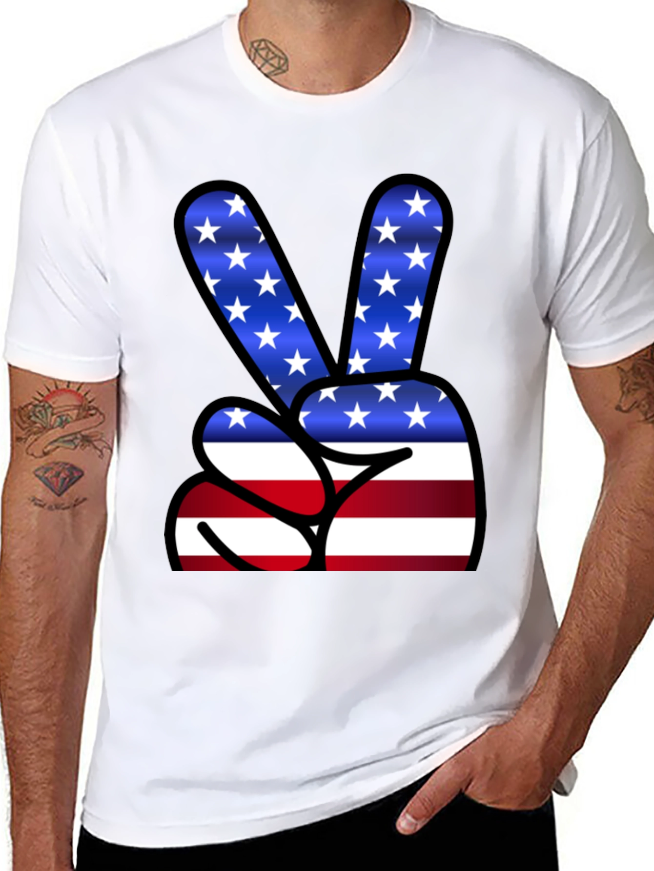 Patriotic Peace Sign T-Shirt - USA Flag Graphic Tee