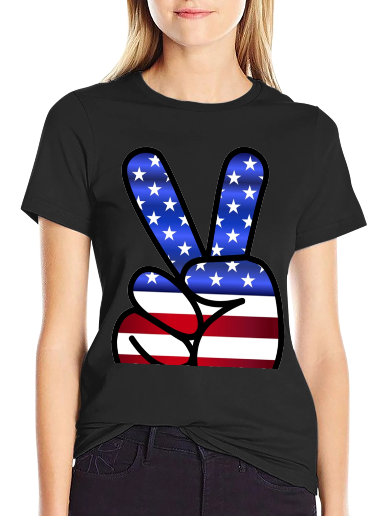Patriotic Peace Sign T-Shirt - USA Flag Graphic Tee