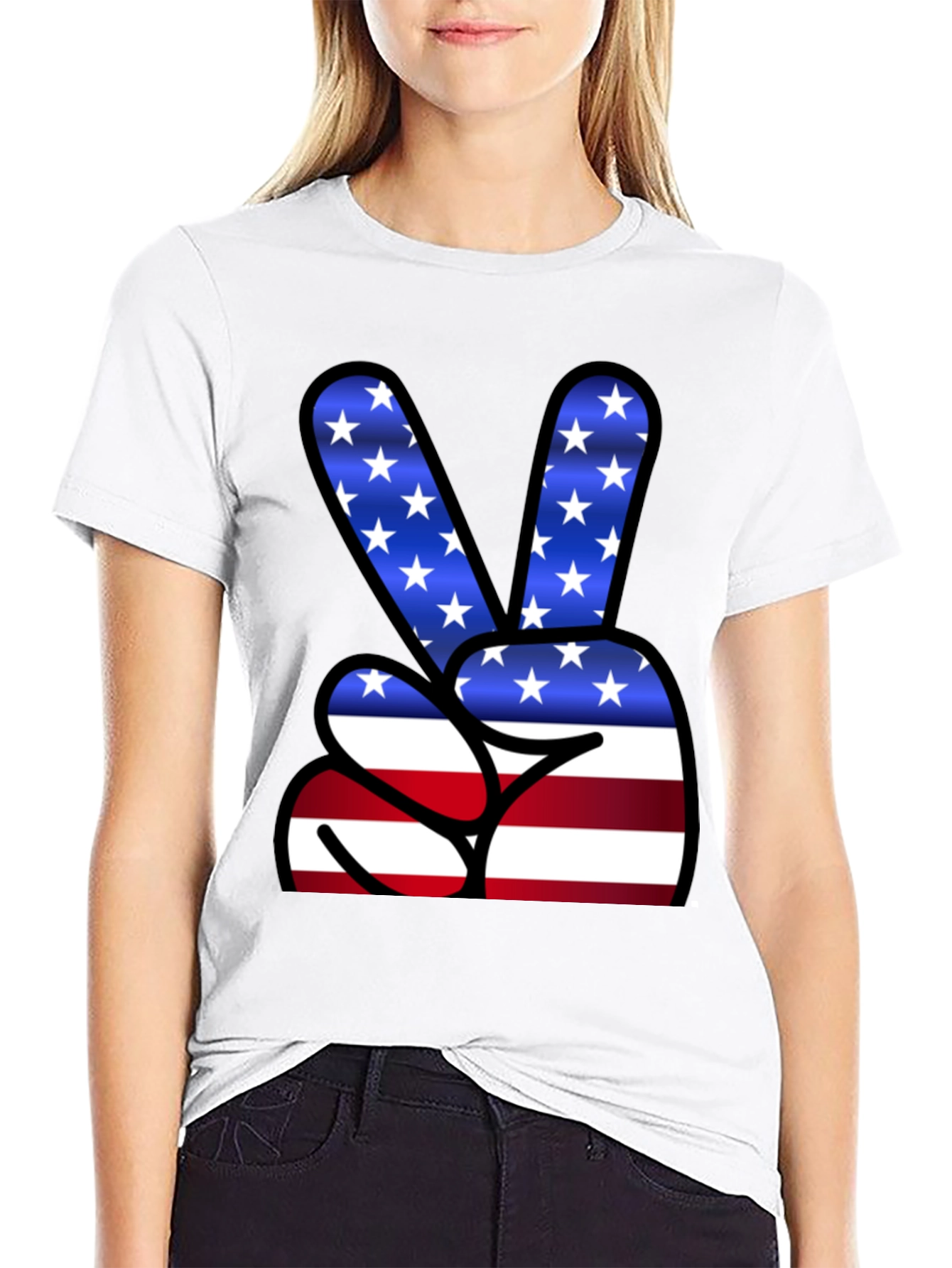 Patriotic Peace Sign T-Shirt - USA Flag Graphic Tee