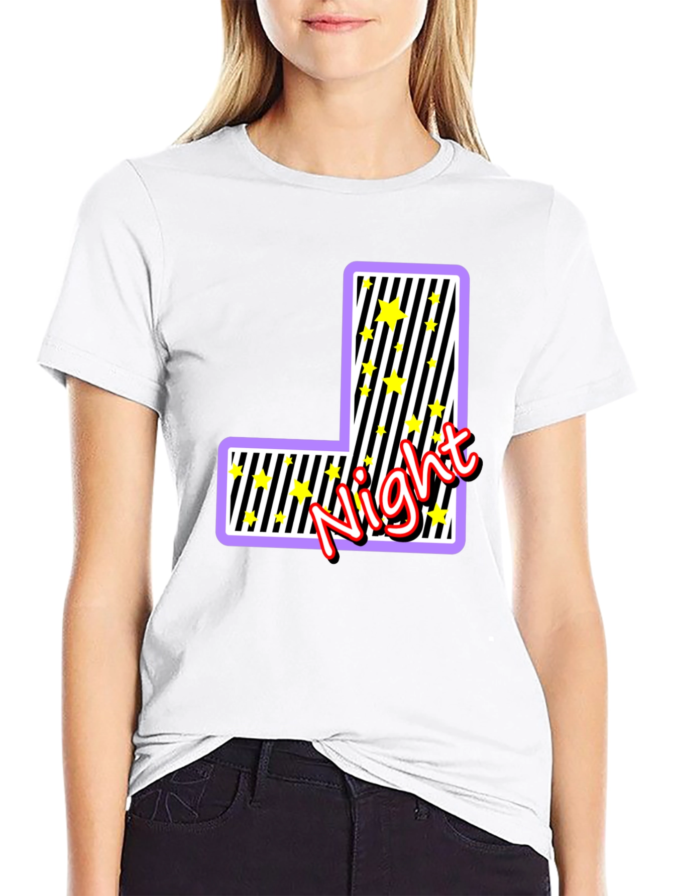 Night Letter Graphic Black T-Shirt
