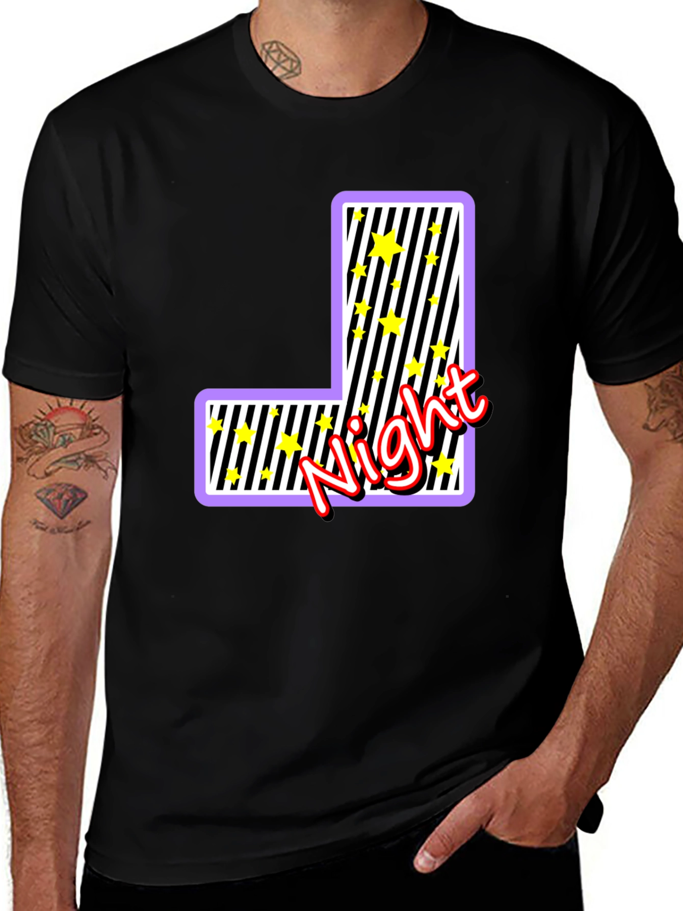 Night Letter Graphic Black T-Shirt