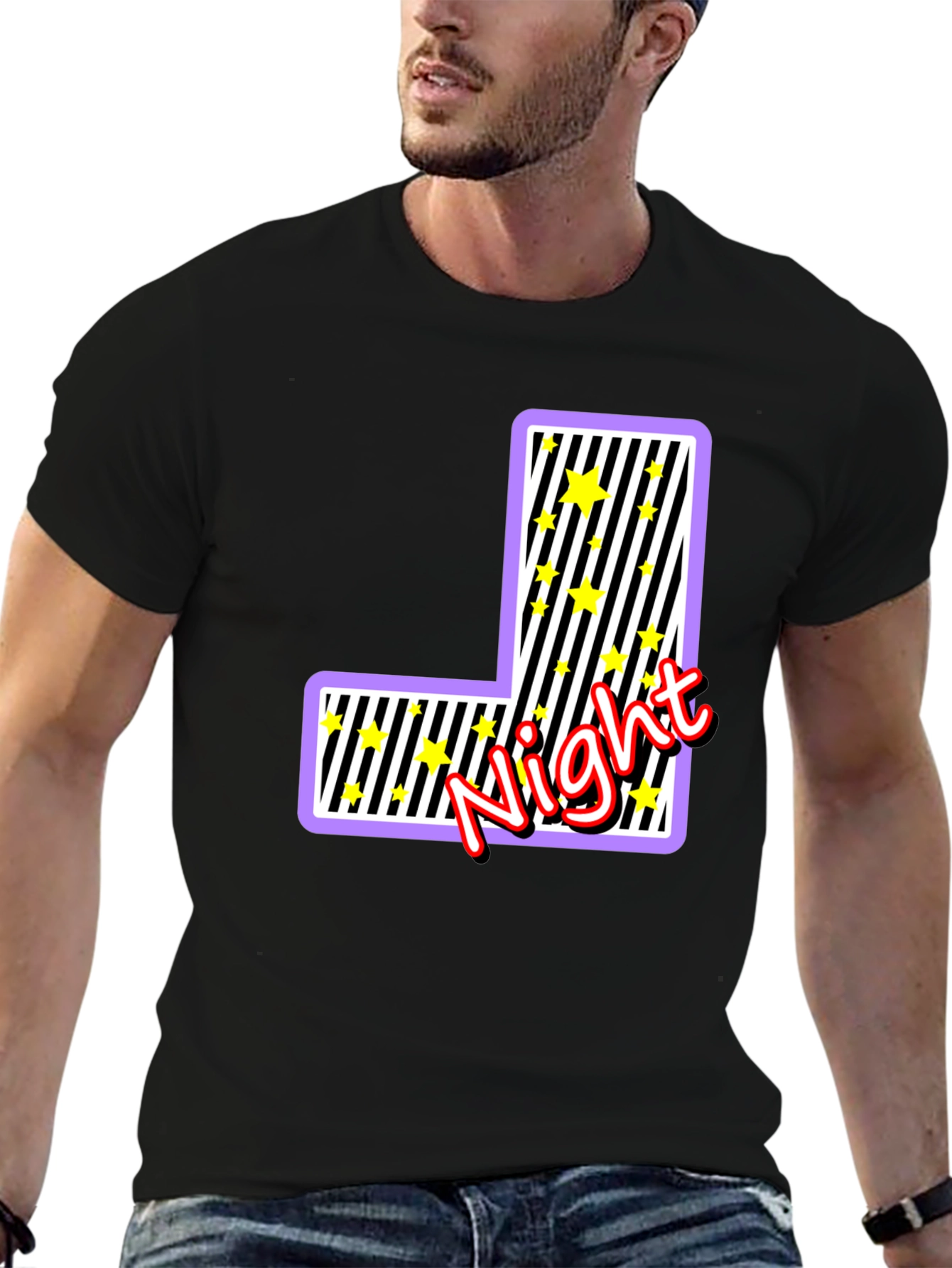 Night Letter Graphic Black T-Shirt