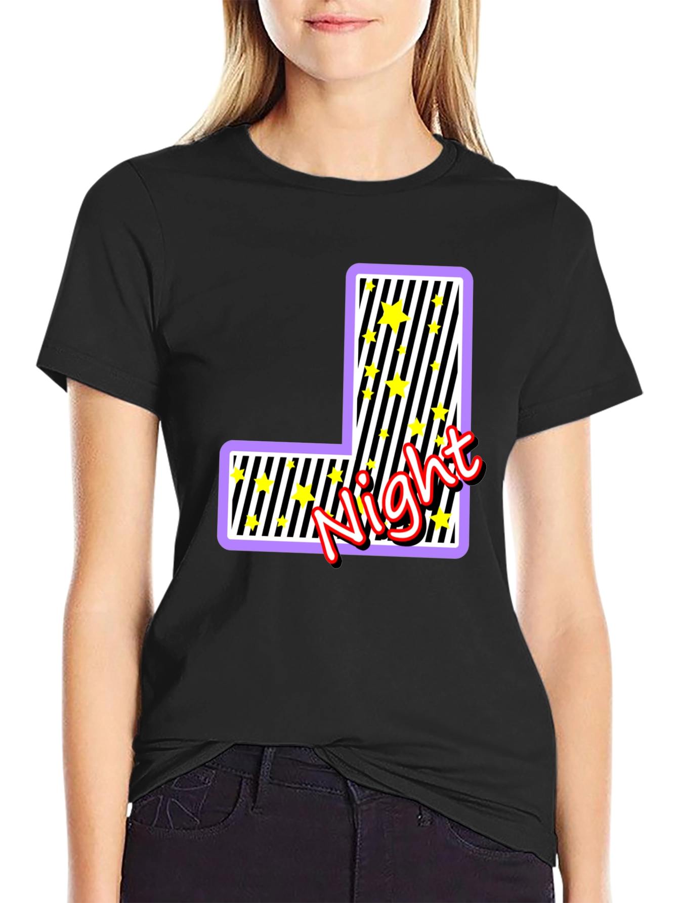 Night Letter Graphic Black T-Shirt