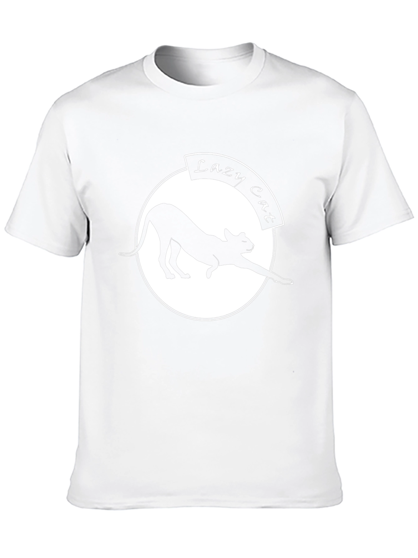 Lazy Cat Graphic Tee - Black Crew Neck