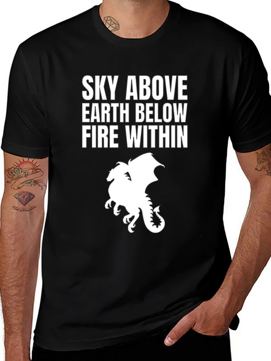 Sky Above Dragon Graphic Tee - Black Cotton T-Shirt