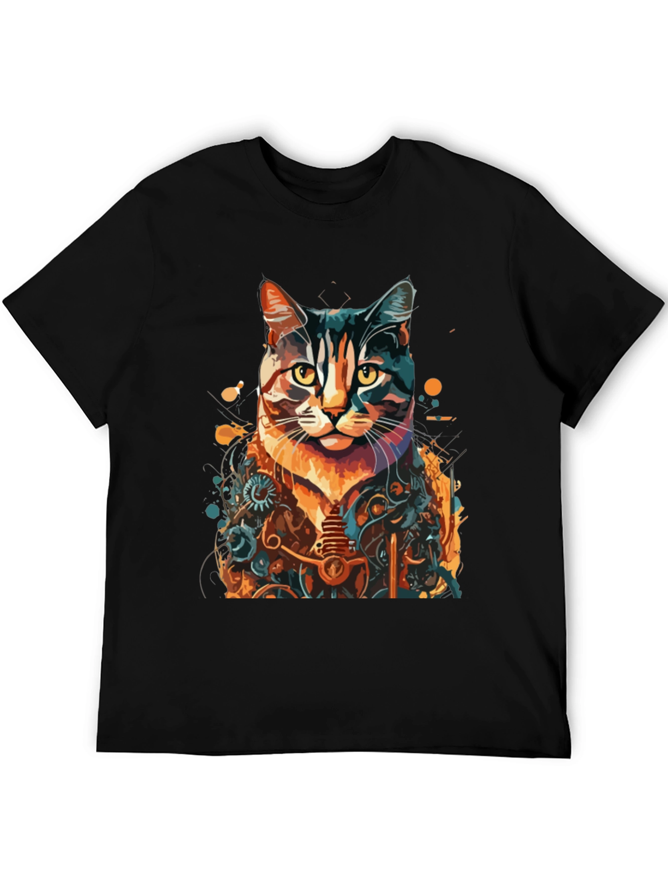 Steampunk Cat Graphic Tee - Unique Design