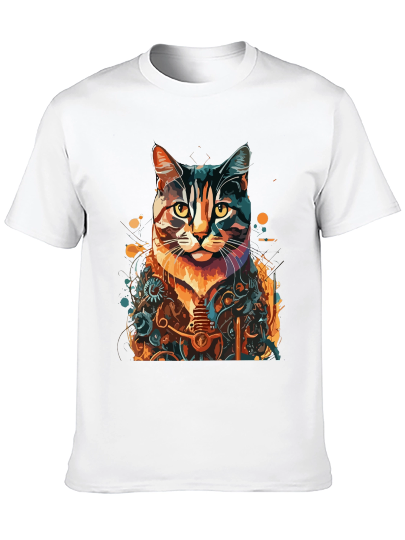 Steampunk Cat Graphic Tee - Unique Design