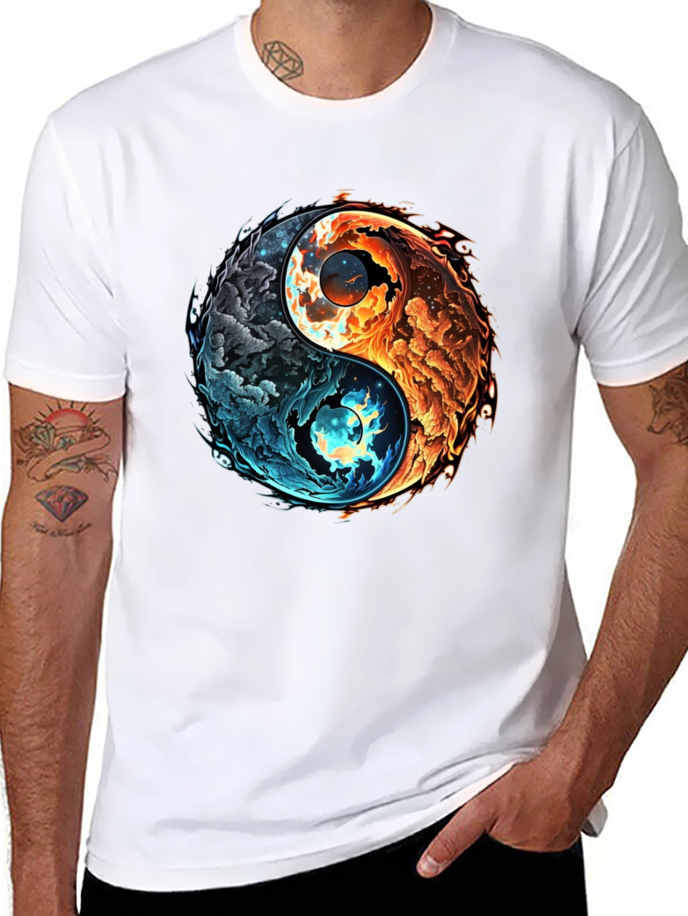 Yin Yang Fire and Ice Graphic Tee