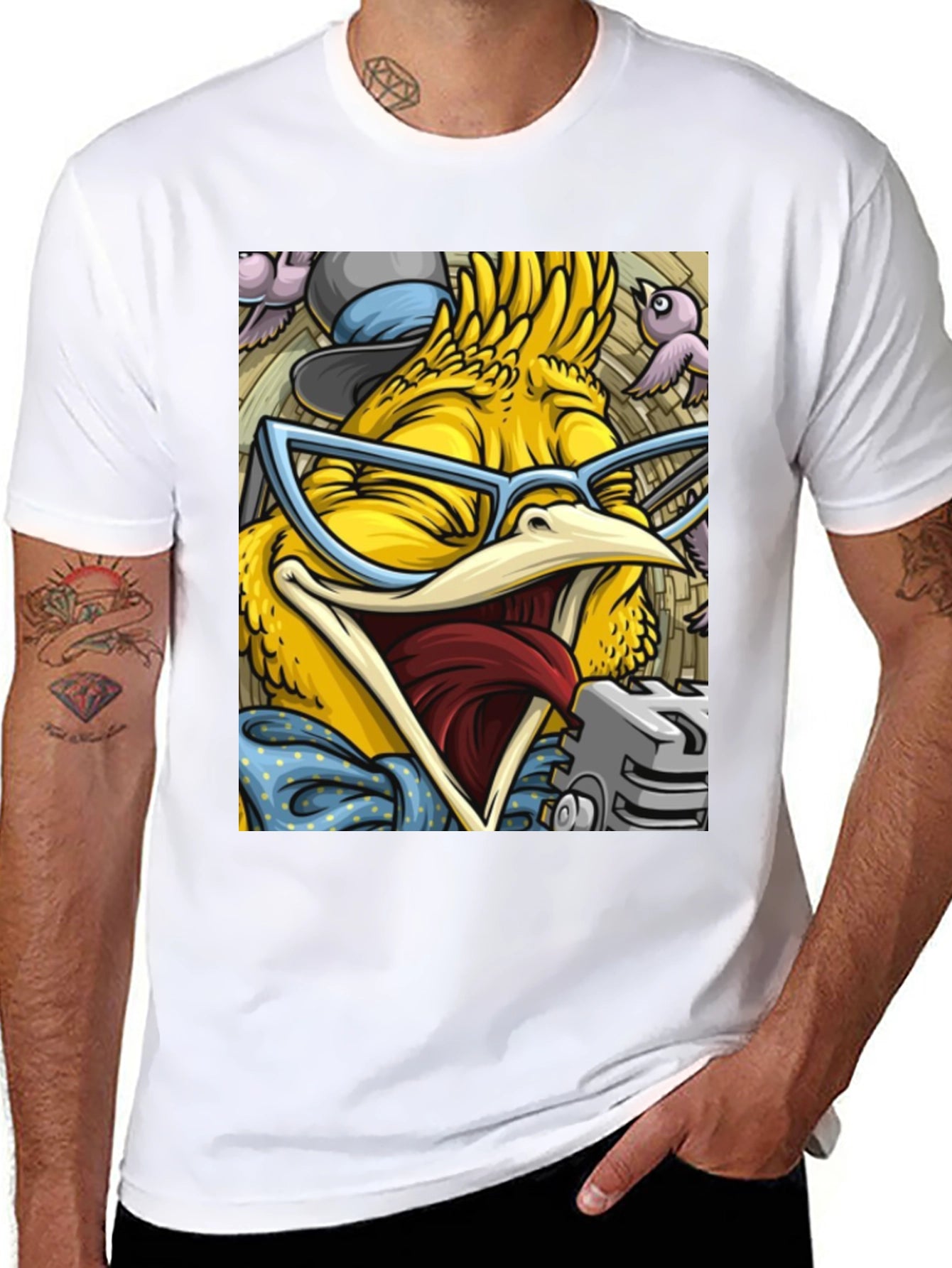 Cartoon Bird Graphic T-Shirt