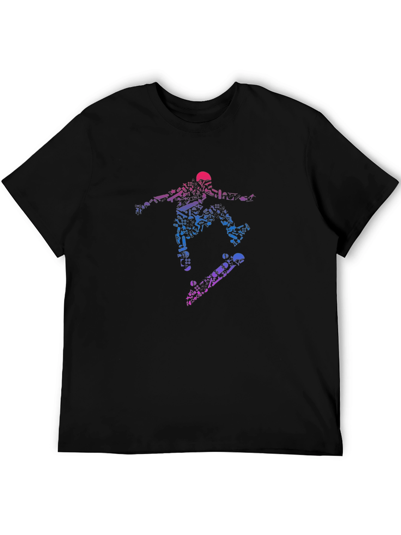 Skateboarding Graphic Tee - Black Cotton