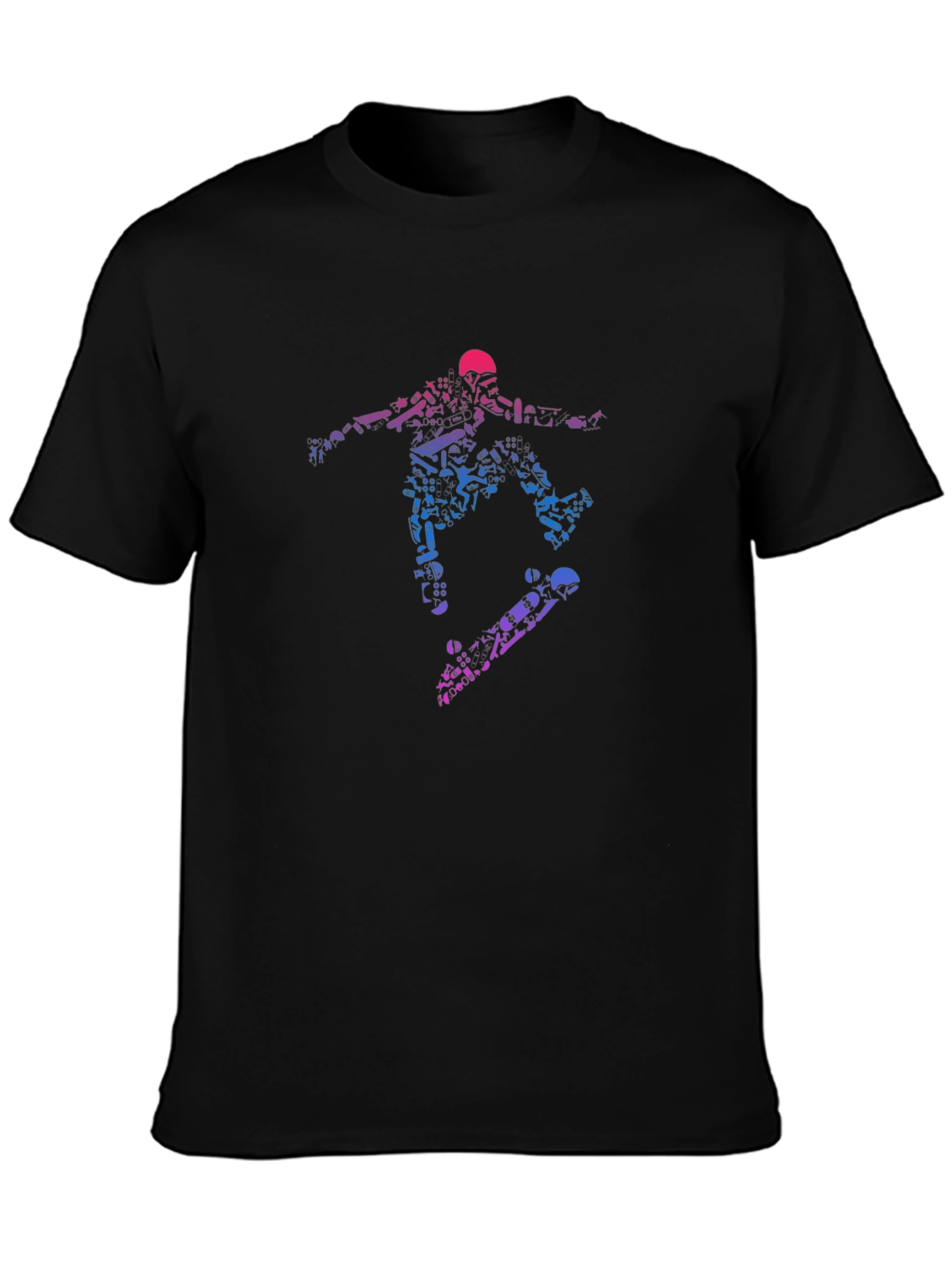 Skateboarding Graphic Tee - Black Cotton