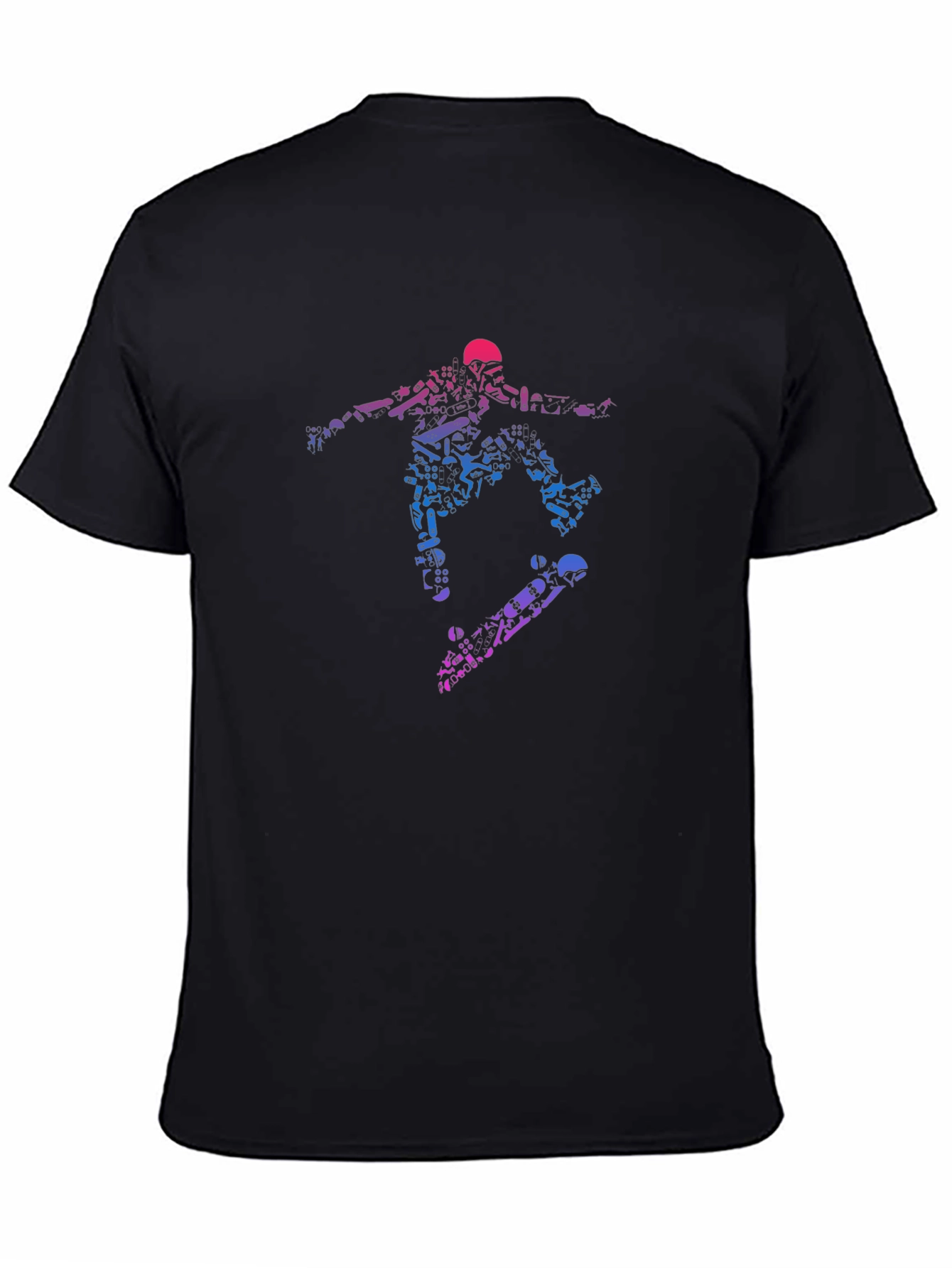 Skateboarding Graphic Tee - Black Cotton