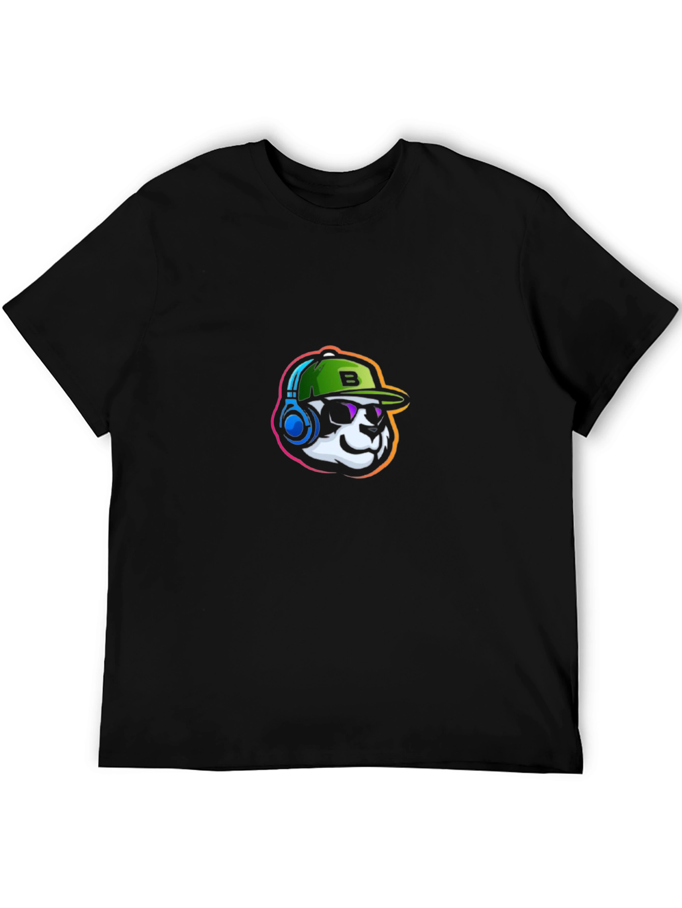 Cool Panda Gamer Graphic Tee - Black