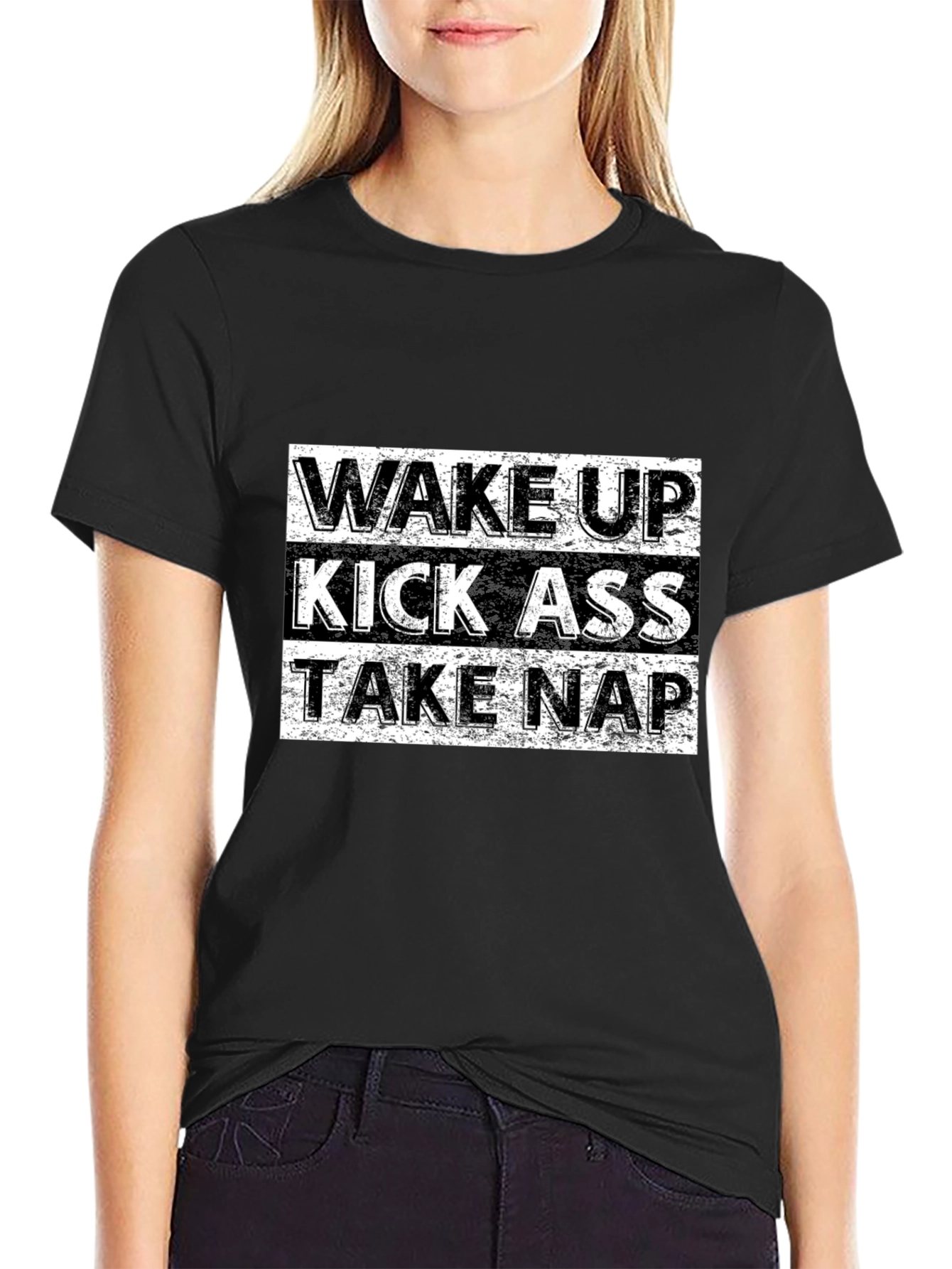 Wake Up Kick Ass Take Nap Graphic Tee