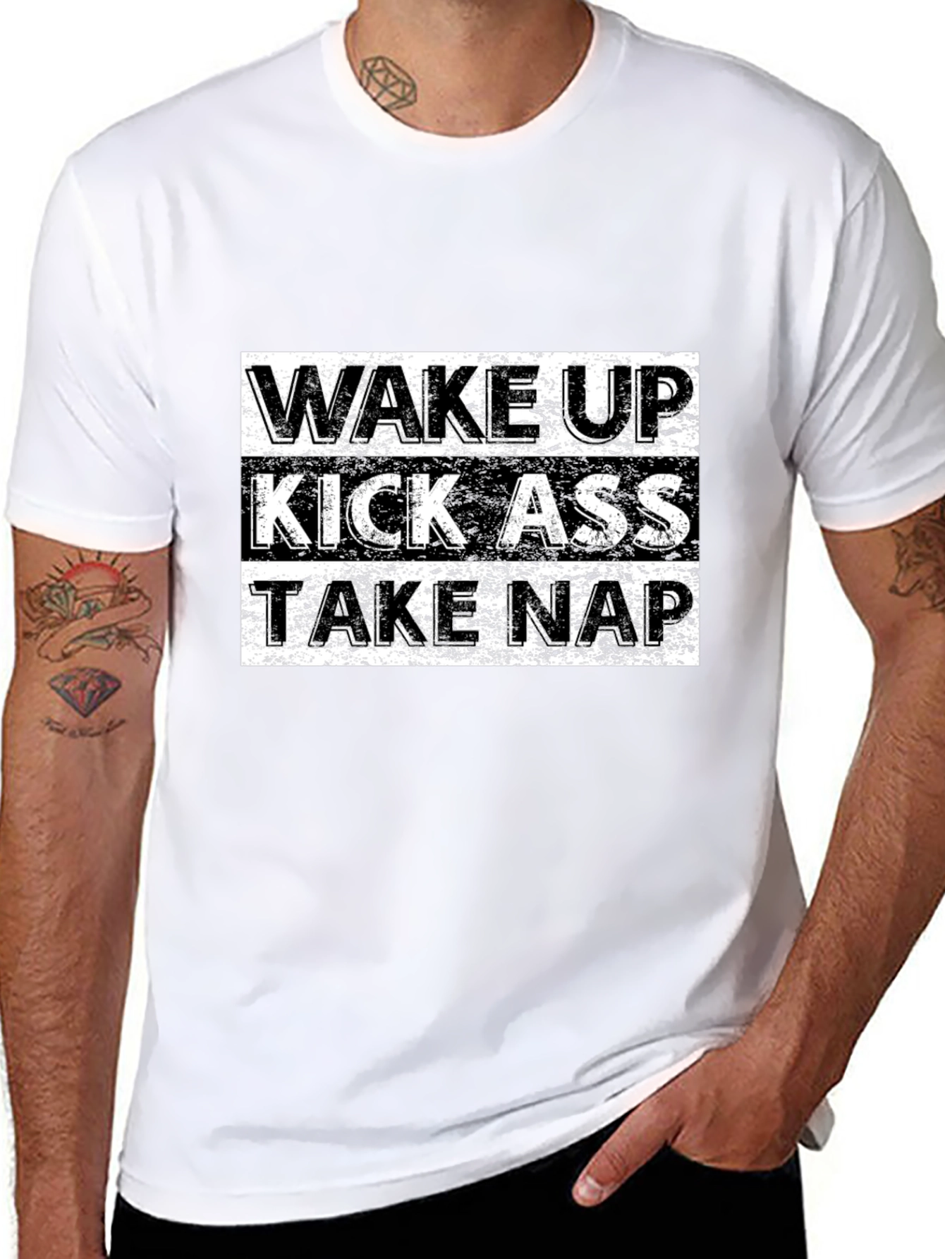 Wake Up Kick Ass Take Nap Graphic Tee