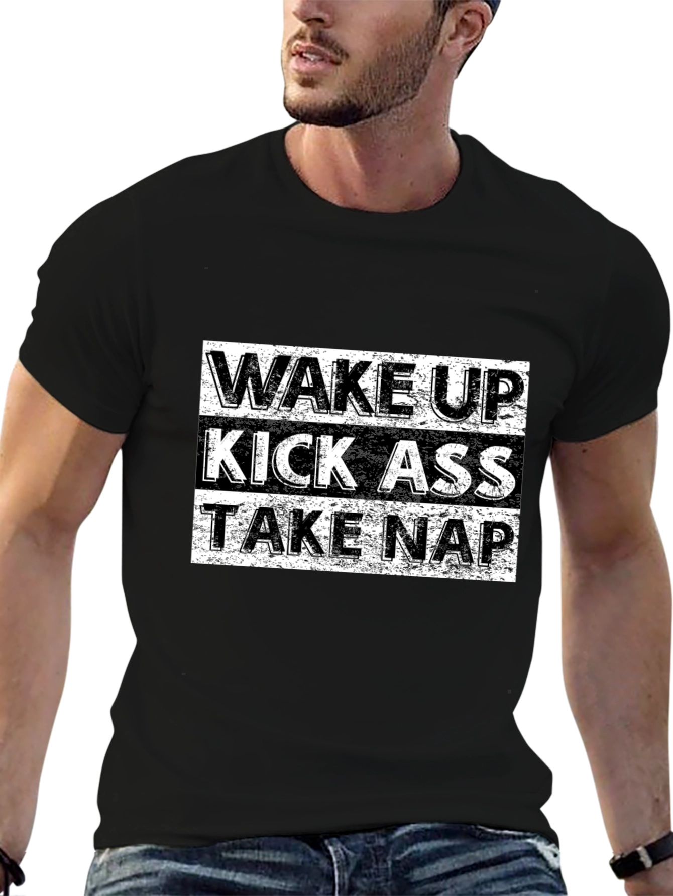 Wake Up Kick Ass Take Nap Graphic Tee