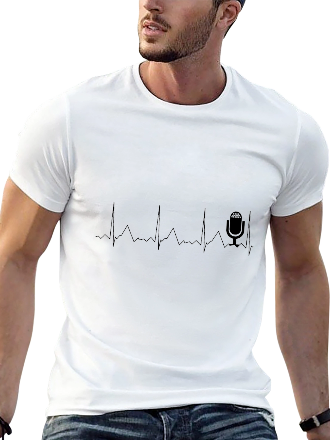 Podcast Heartbeat T-Shirt - Black Crew Neck