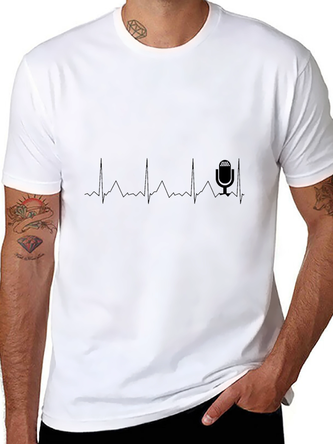 Podcast Heartbeat T-Shirt - Black Crew Neck