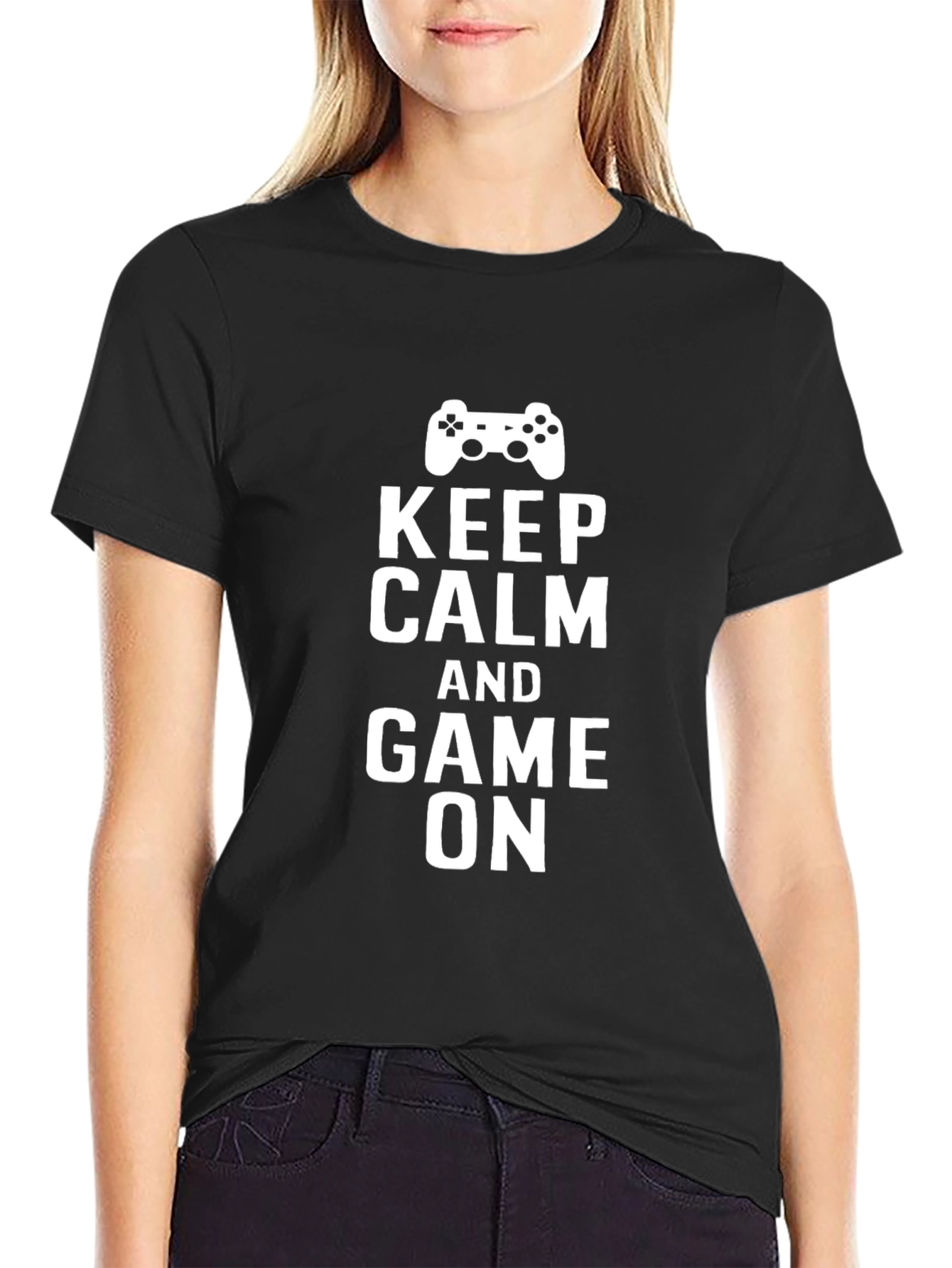Keep Calm and Game On Black T-Shirt