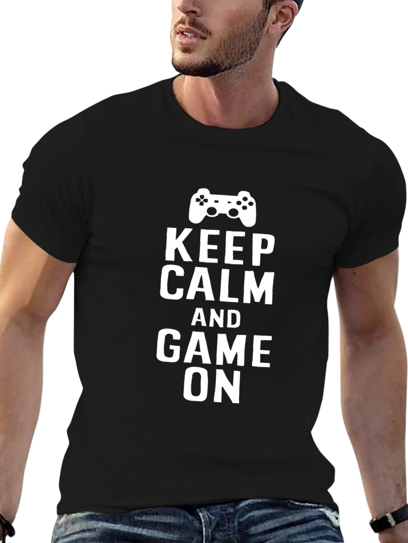Keep Calm and Game On Black T-Shirt