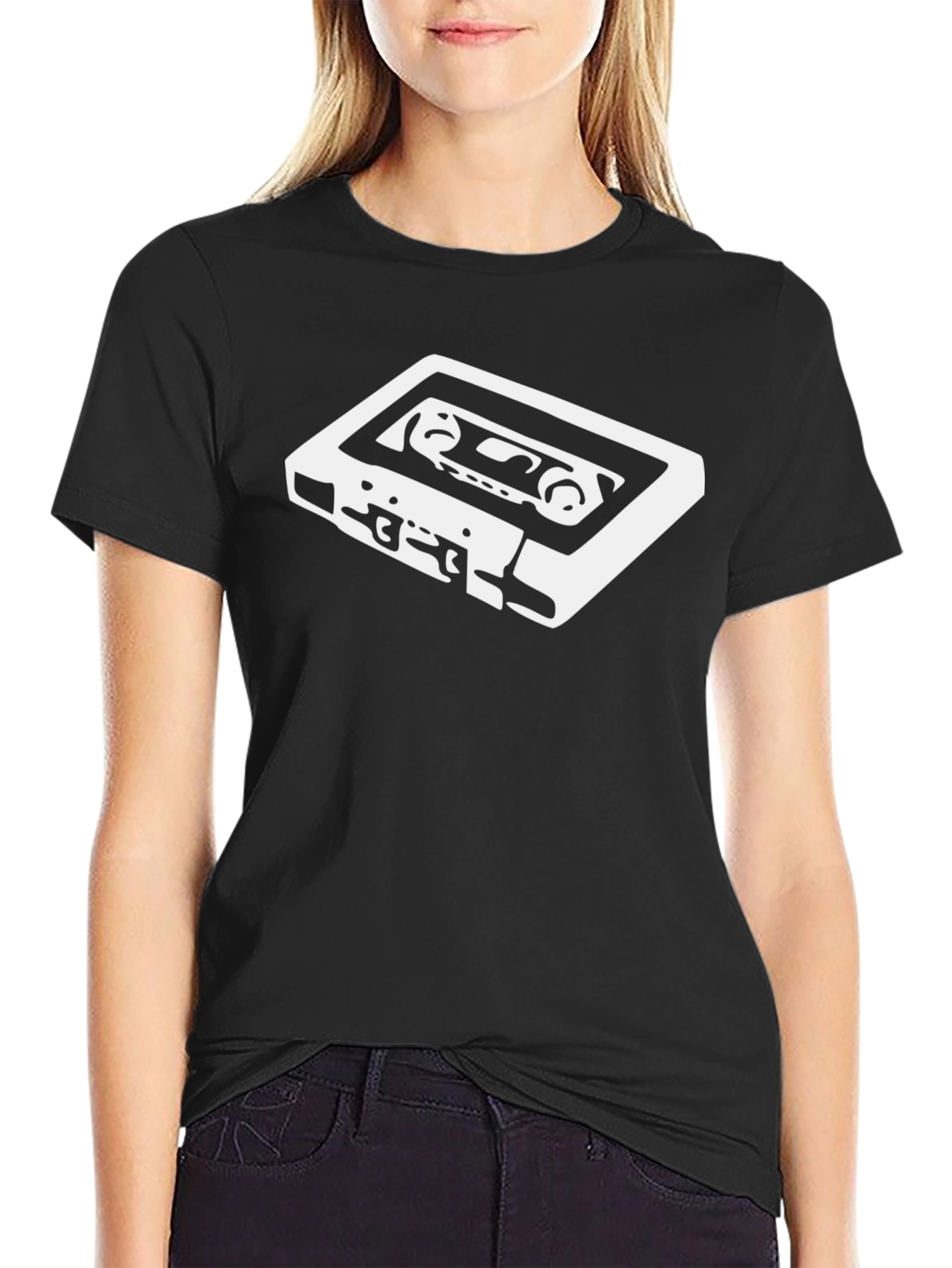 Retro Cassette Tape Graphic T-Shirt - Black