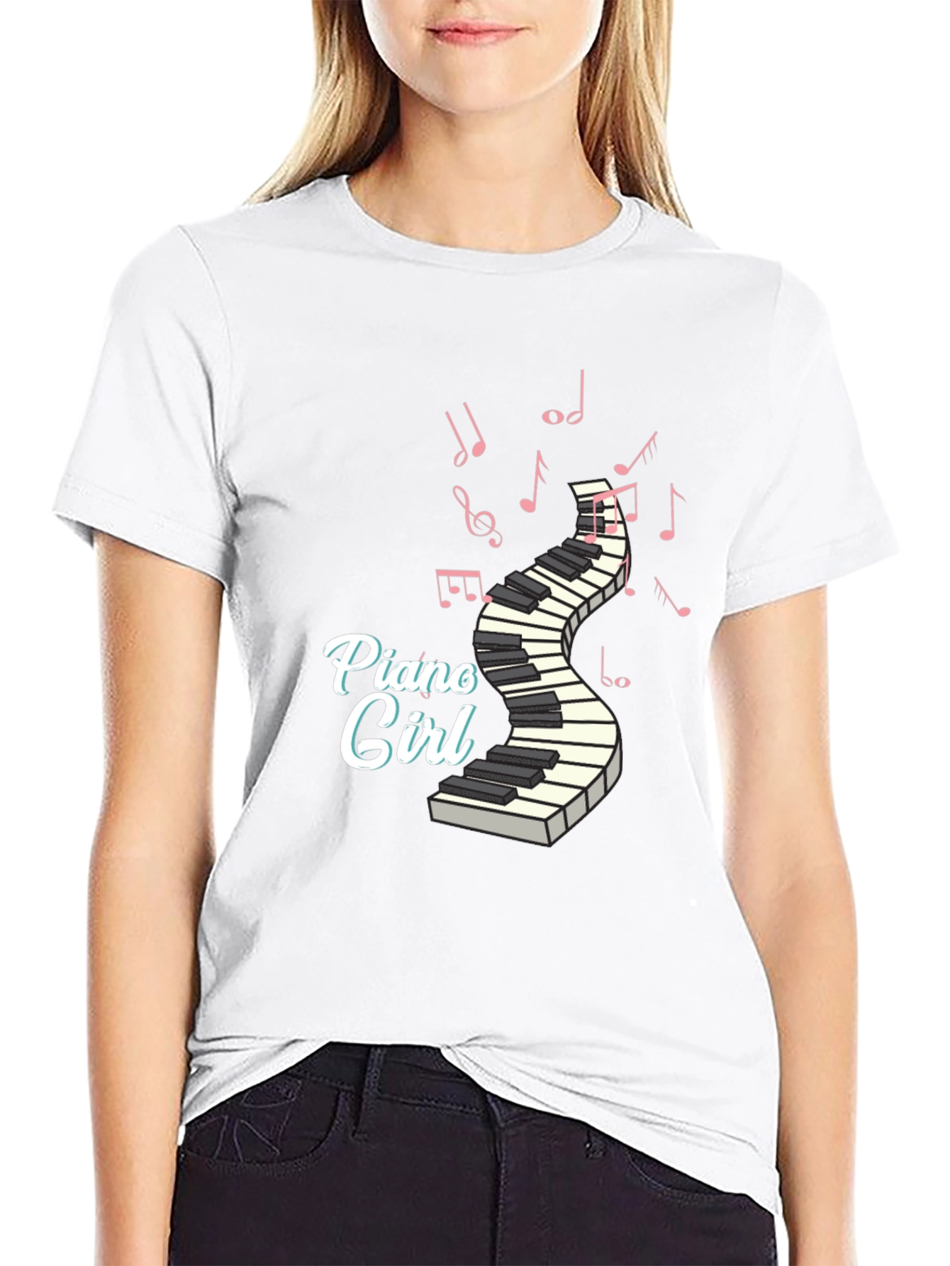 Piano Girl T-Shirt - Music Lover Tee