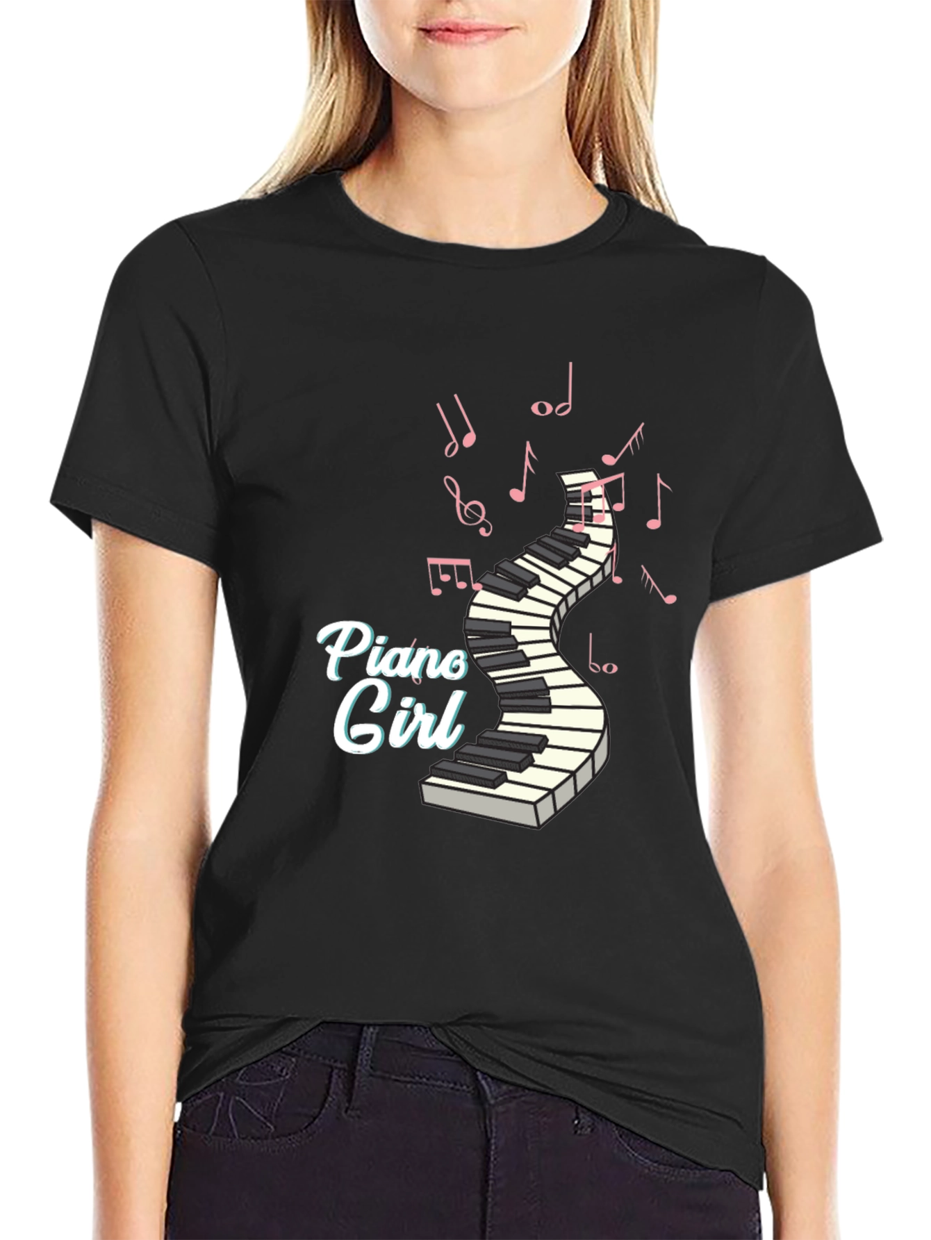 Piano Girl T-Shirt - Music Lover Tee