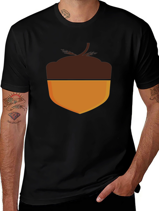 Acorn Graphic Tee - Black Cotton Blend T-Shirt