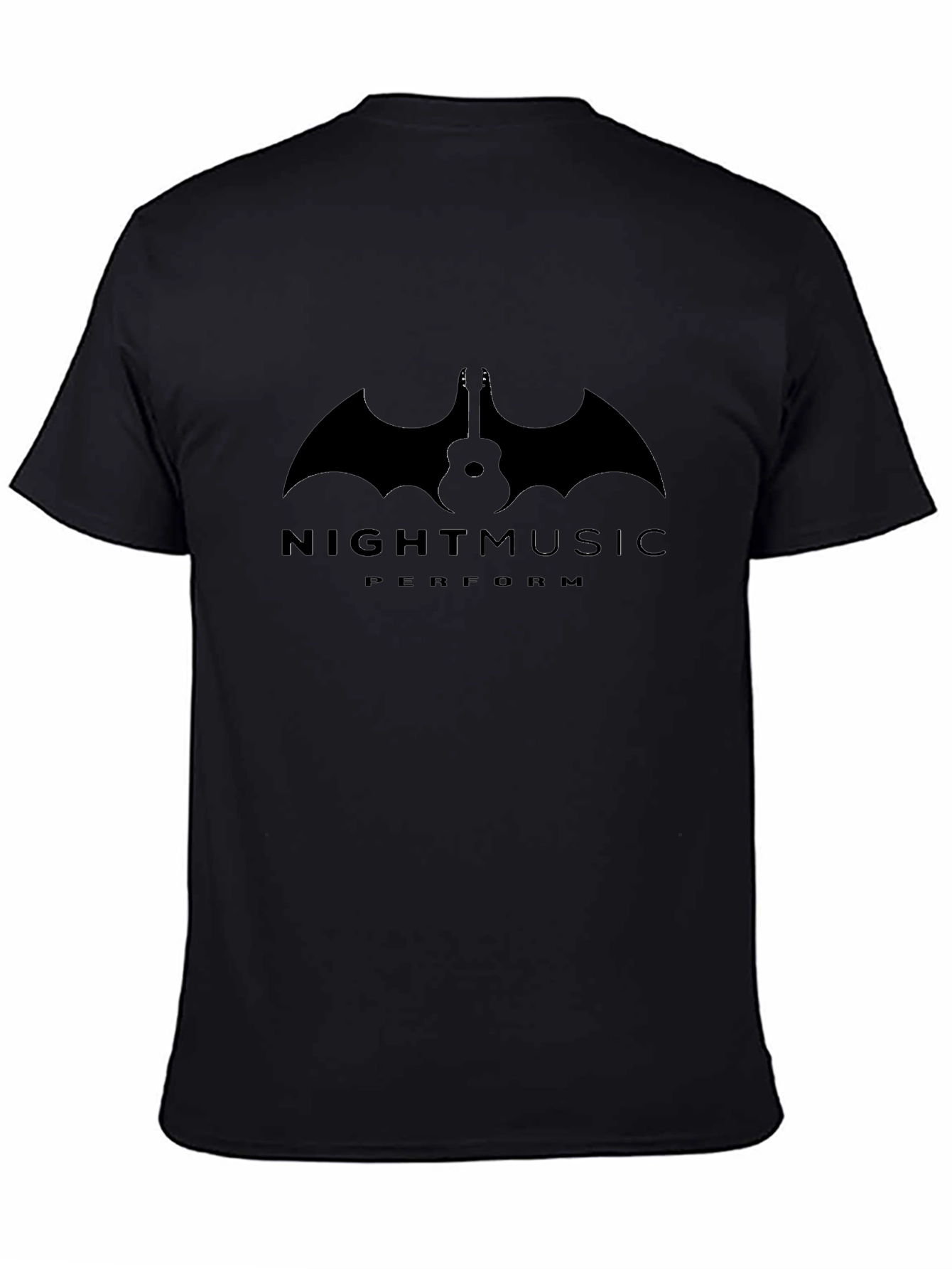 Night Music Guitar Bat Graphic T-Shirt