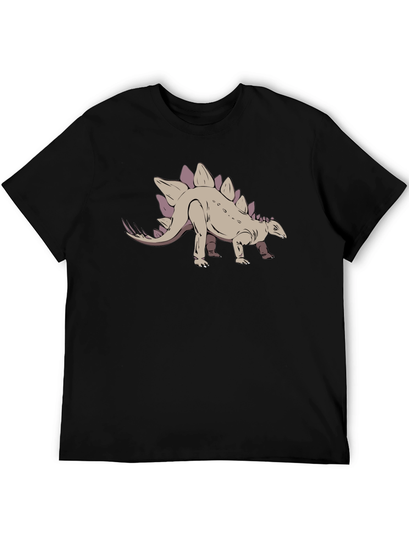Stegosaurus Graphic Tee - Black Cotton T-Shirt