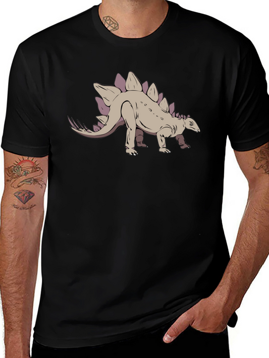 Stegosaurus Graphic Tee - Black Cotton T-Shirt