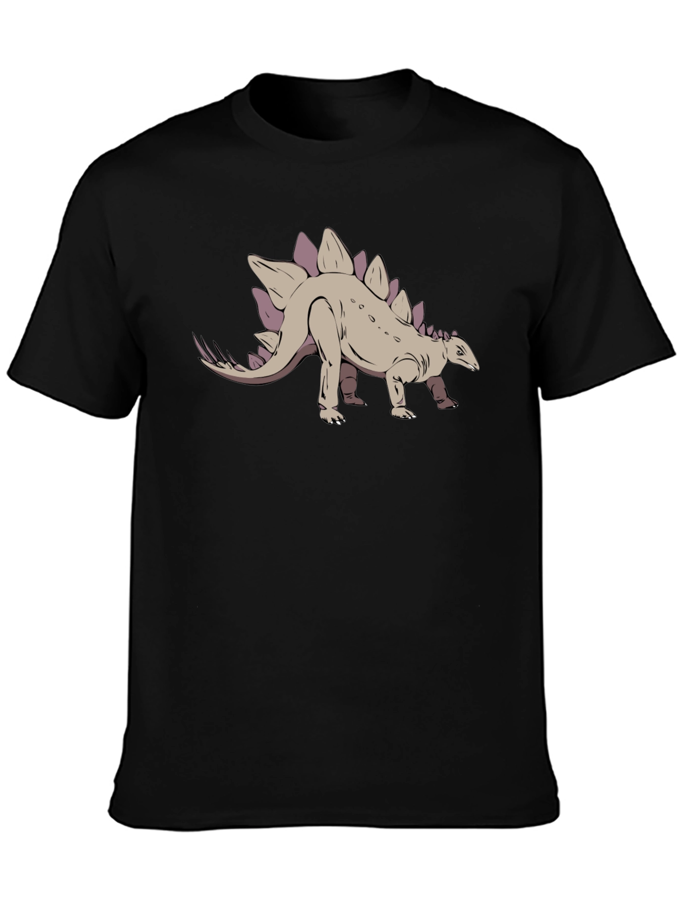 Stegosaurus Graphic Tee - Black Cotton T-Shirt