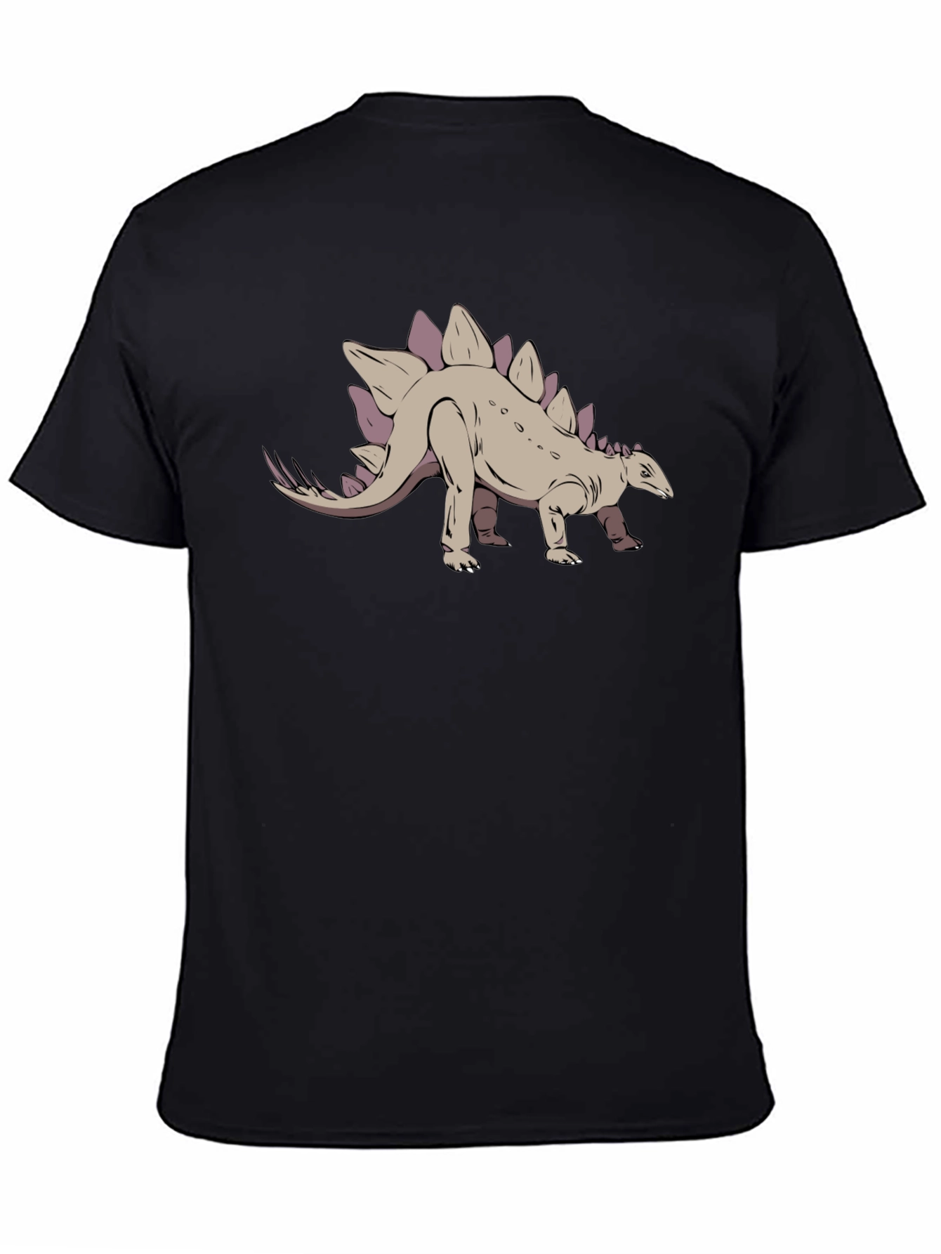 Stegosaurus Graphic Tee - Black Cotton T-Shirt