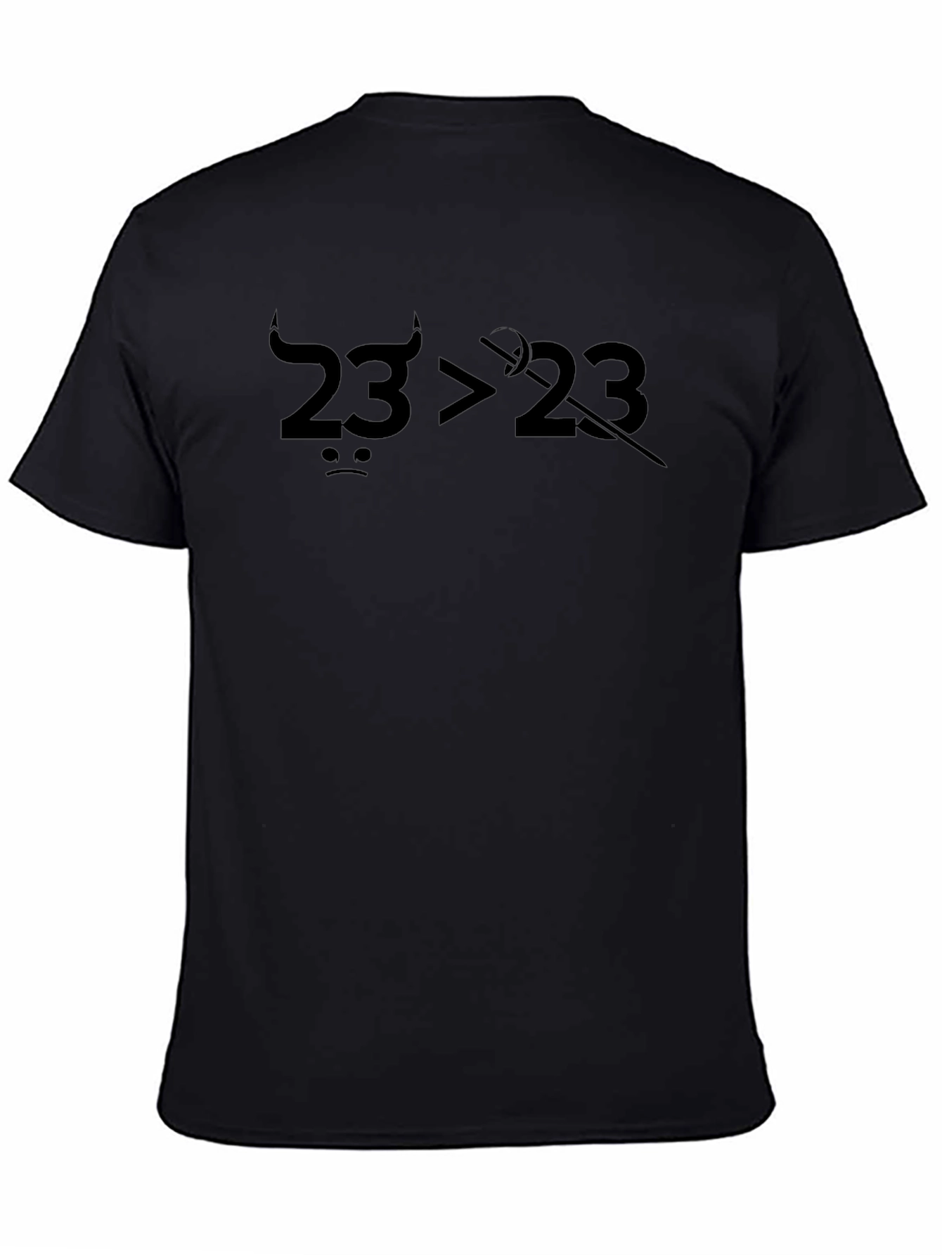 Humorous 23>23 Graphic Black T-Shirt