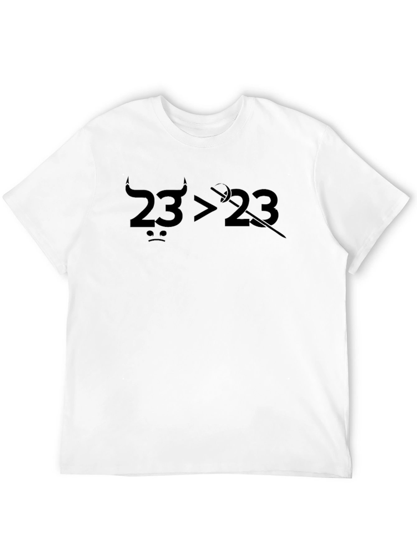 Humorous 23>23 Graphic Black T-Shirt