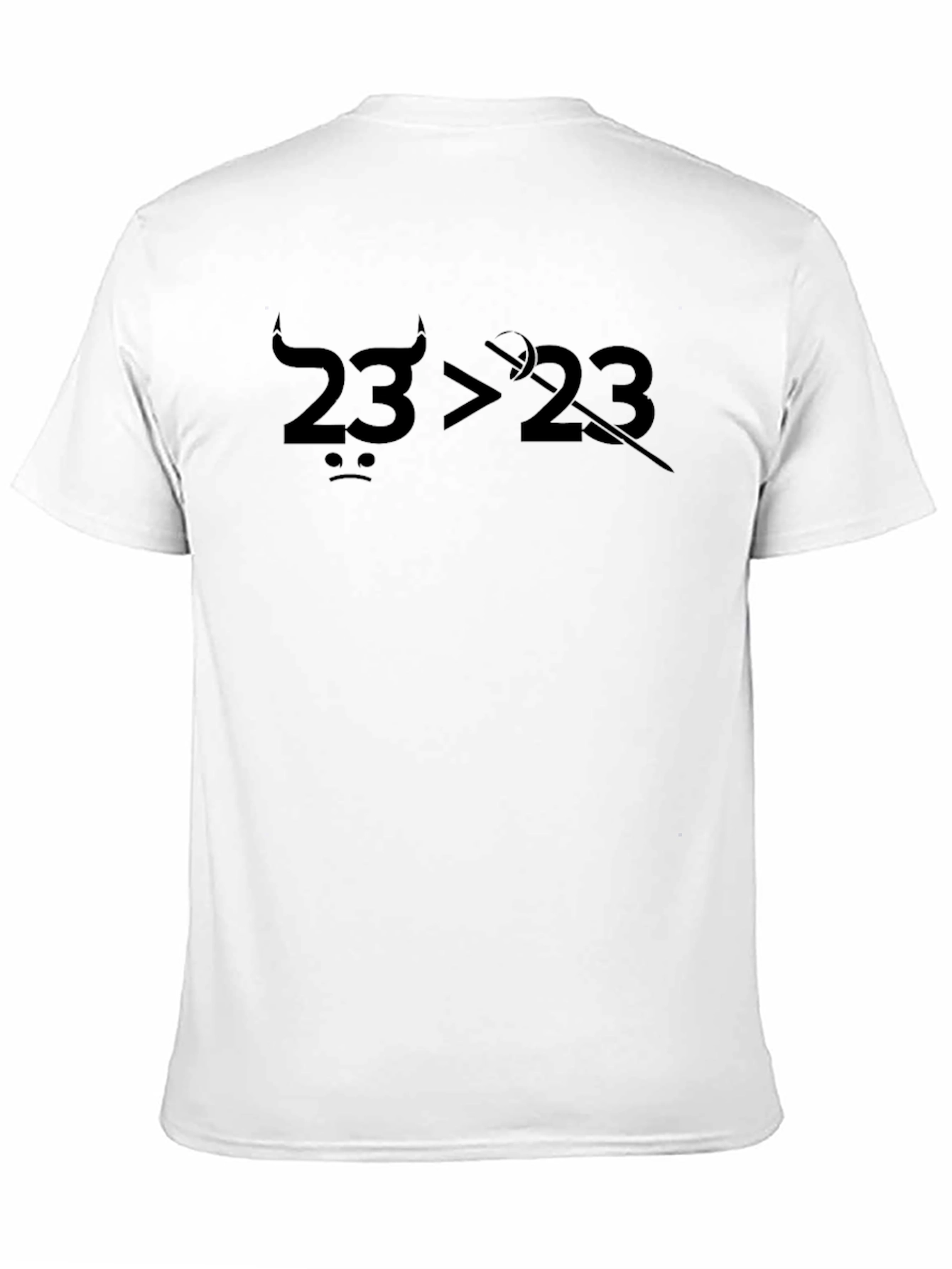 Humorous 23>23 Graphic Black T-Shirt
