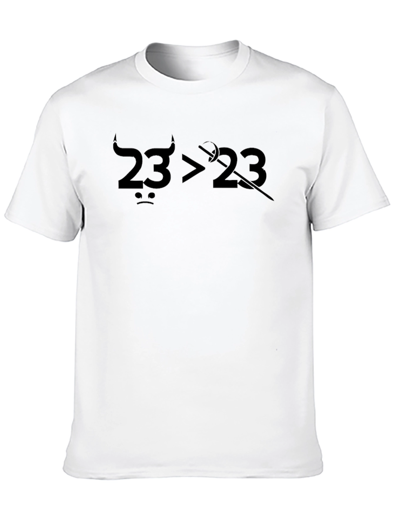 Humorous 23>23 Graphic Black T-Shirt