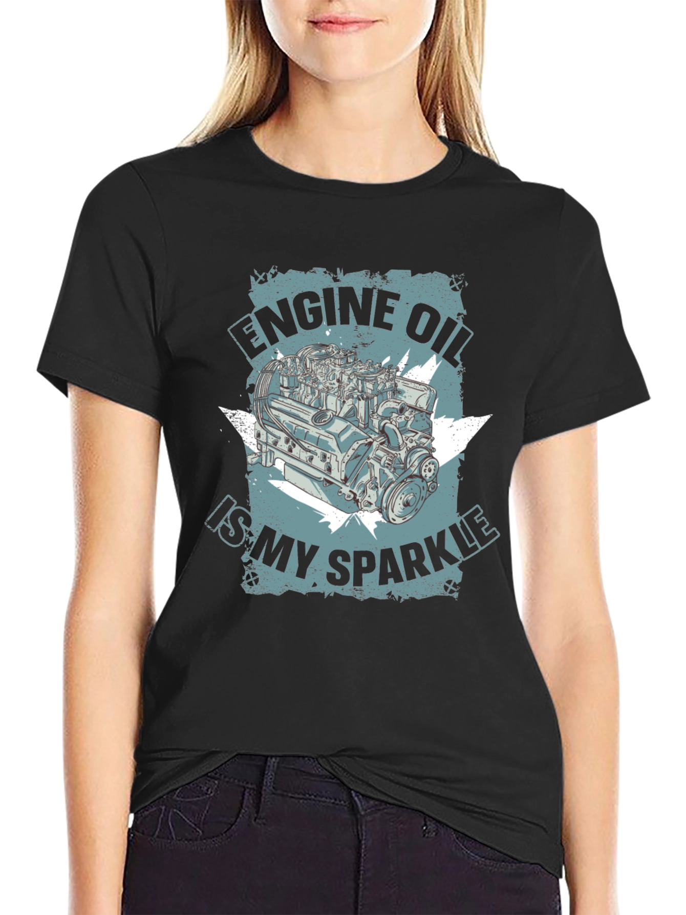 Engine Oil Sparkle Graphic T-Shirt