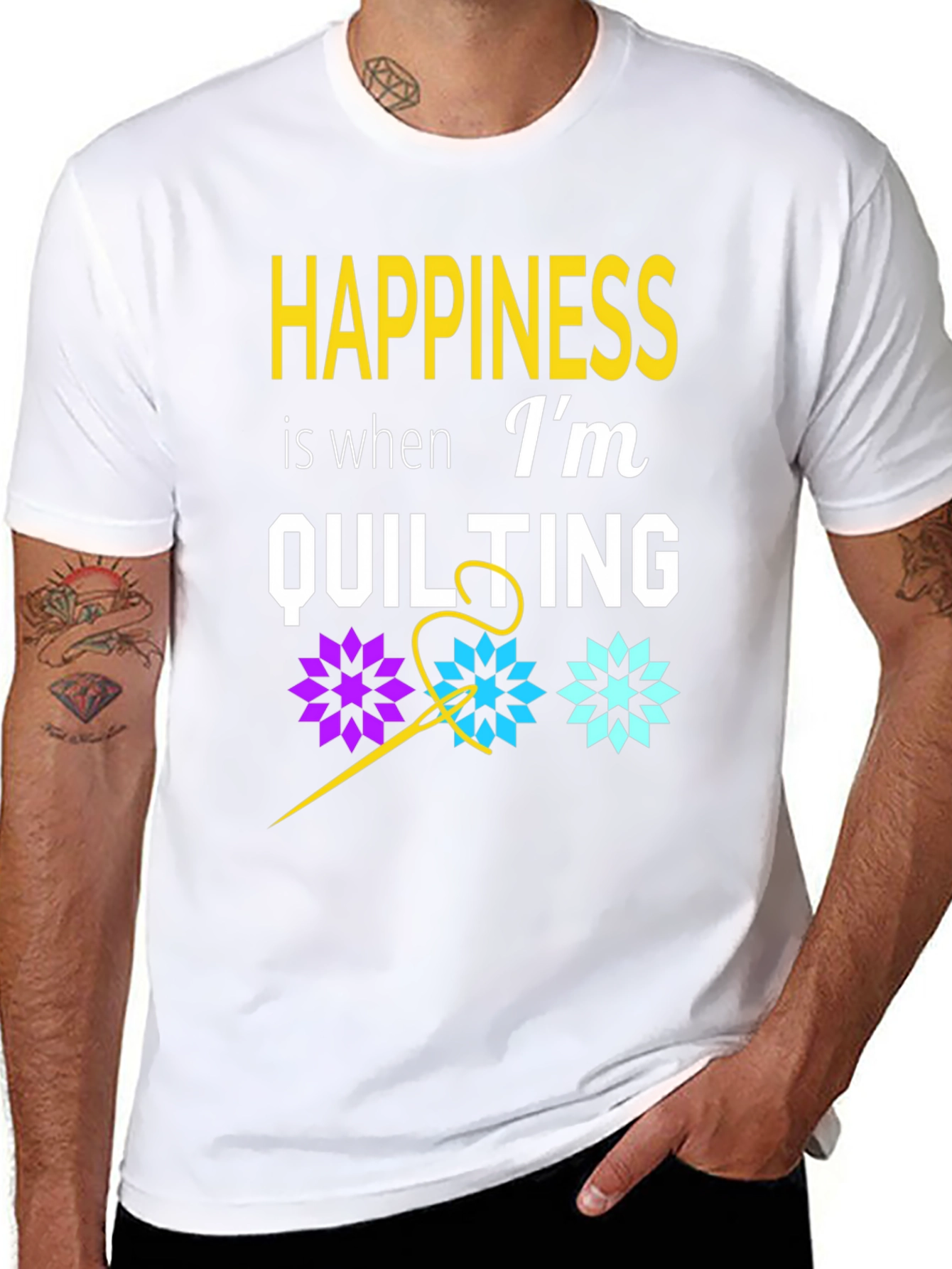 Happiness is Quilting T-Shirt - Black Cotton Tee