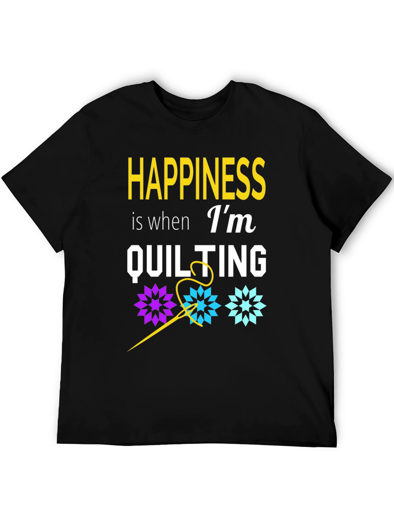 Happiness is Quilting T-Shirt - Black Cotton Tee