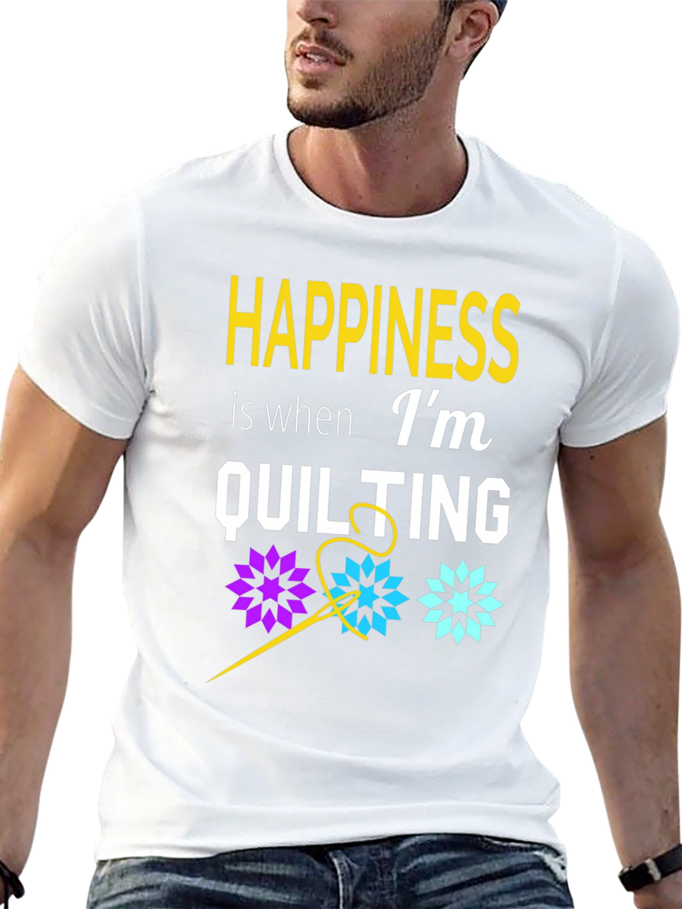 Happiness is Quilting T-Shirt - Black Cotton Tee