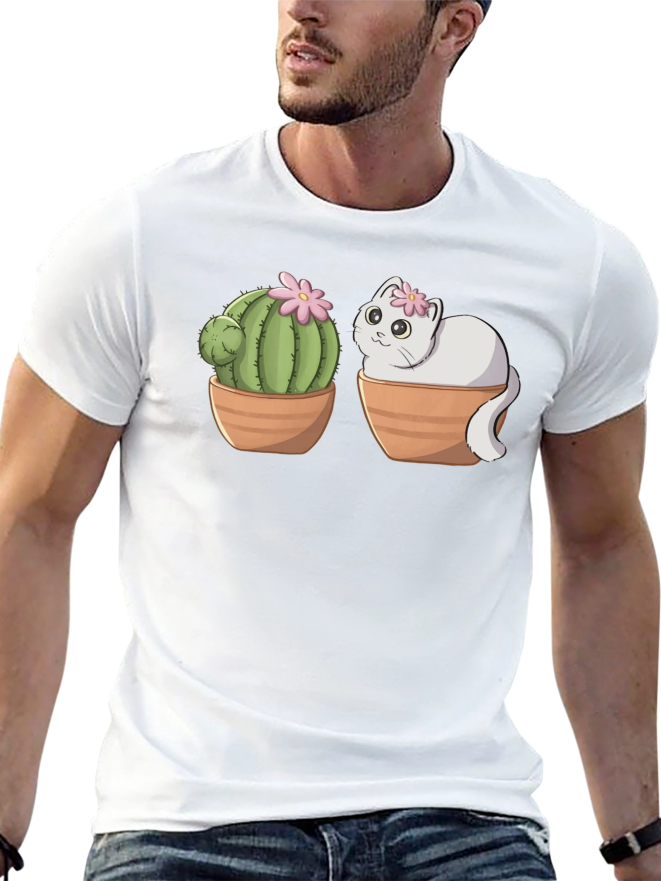 Cactus Cat T-Shirt - Cute & Unique Design